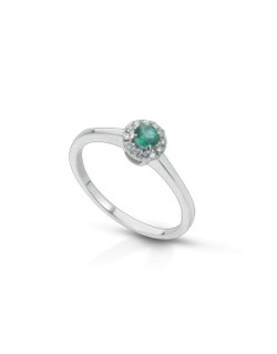 Anello fantasia Konjic in oro bianco 18k con smeraldo e diamanti naturali