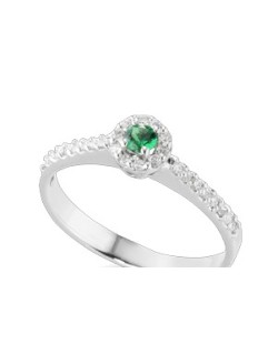ANELLO FANTASIA IN ORO BIANCO 18 K CON SMERALDO E DIAMANTI NATURALI