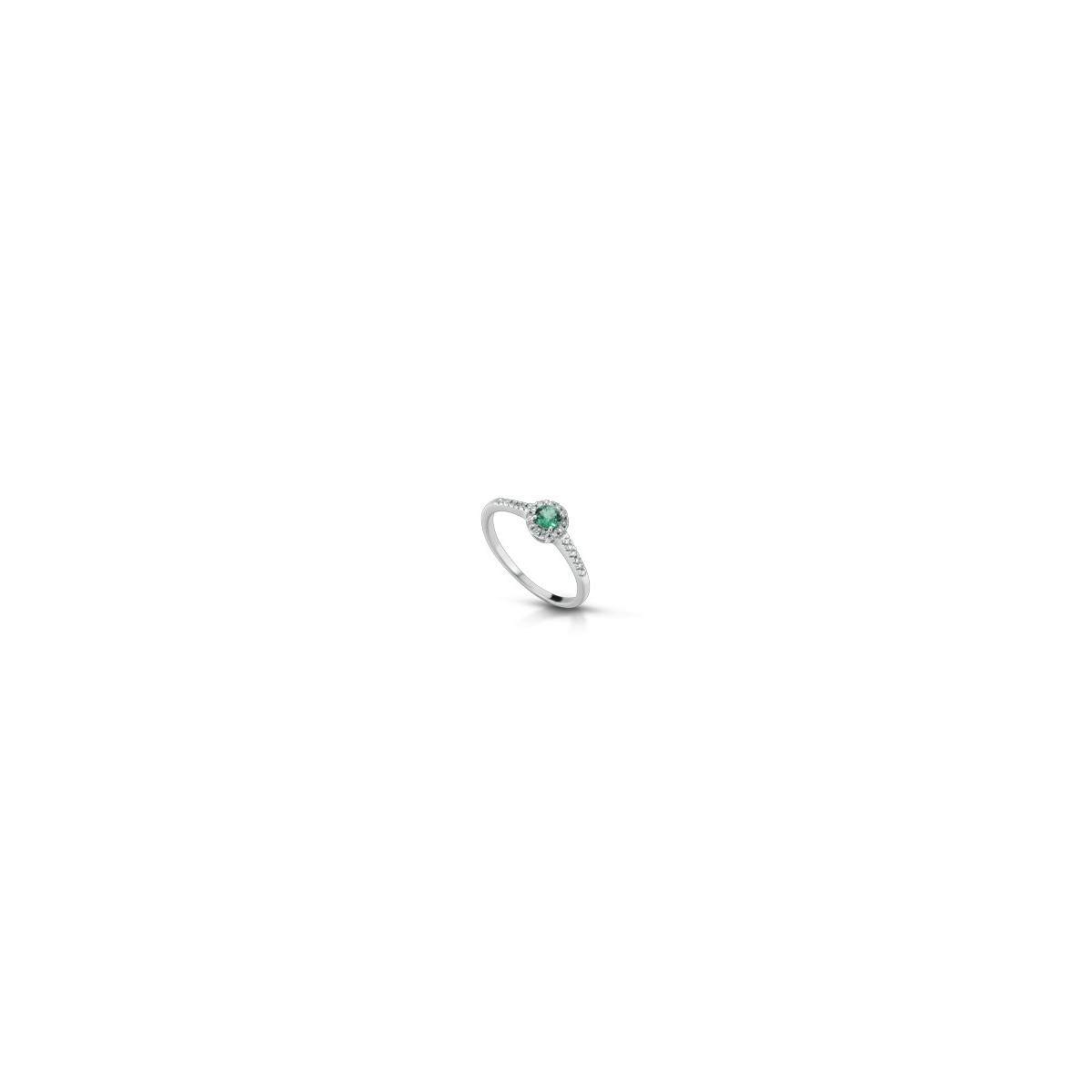 ANELLO FANTASIA IN ORO BIANCO 18 K CON SMERALDO E DIAMANTI NATURALI