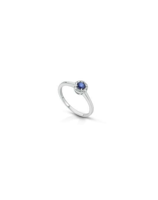 ANELLO FANTASIA IN ORO BIANCO 18 K CON ZAFFIRO E DIAMANTI NATURALI