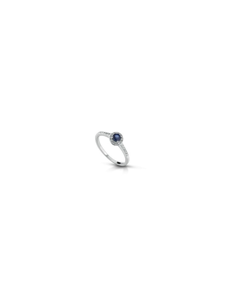 ANELLO FANTASIA IN ORO BIANCO 18 K CON ZAFFIRO E DIAMANTI NATURALI