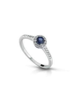 ANELLO FANTASIA IN ORO BIANCO 18 K CON ZAFFIRO E DIAMANTI NATURALI