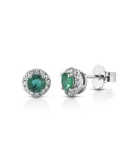 ORECCHINI FANTASIA IN ORO BIANCO 18 K CON RUBINI E DIAMANTI NATURALI E VVS