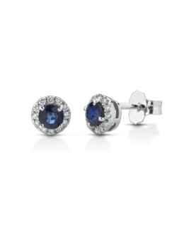 ORECCHINI FANTASIA IN ORO BIANCO 18 K CON ZAFFIRI E DIAMANTI NATURALI E VVS