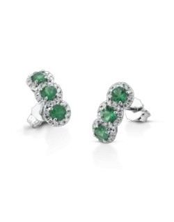 ORECCHINI FANTASIA IN ORO BIANCO 18 K CON RUBINI E DIAMANTI NATURALI E VVS