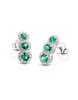 ORECCHINI FANTASIA IN ORO BIANCO 18 K CON RUBINI E DIAMANTI NATURALI E VVS