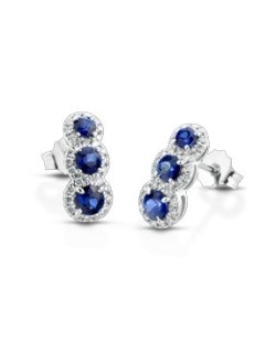 ORECCHINI FANTASIA IN ORO BIANCO 18 K CON ZAFFIRI E DIAMANTI NATURALI E VVS
