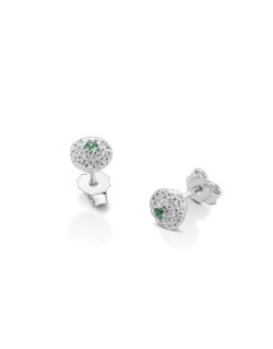 ORECCHINI FANTASIA IN ORO BIANCO 18 K CON RUBINI E DIAMANTI NATURALI E VVS