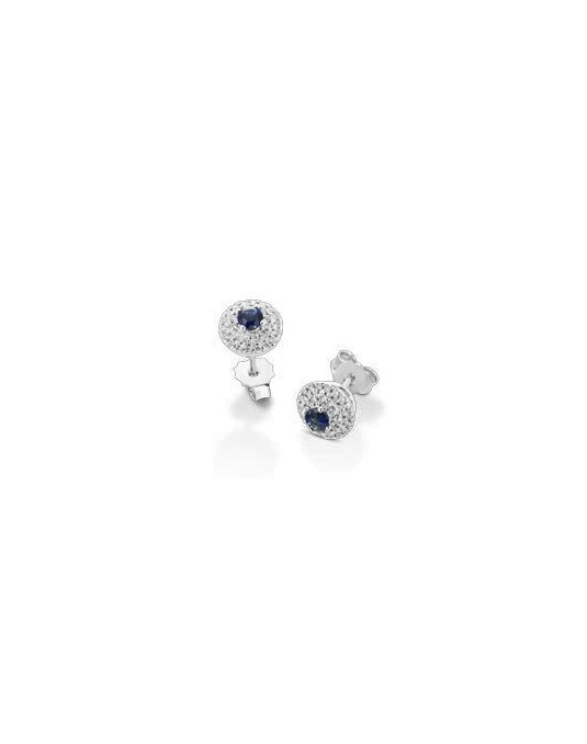 ORECCHINI FANTASIA IN ORO BIANCO 18 K CON ZAFFIRI E DIAMANTI NATURALI E VVS