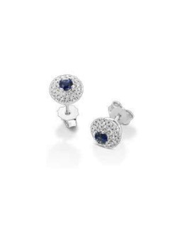 ORECCHINI FANTASIA IN ORO BIANCO 18 K CON ZAFFIRI E DIAMANTI NATURALI E VVS