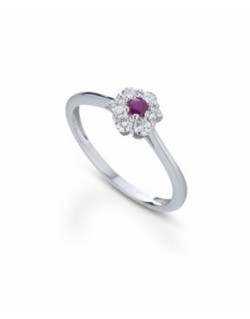 ANELLO FANTASIA IN ORO BIANCO 18 K CON ACQUA MARINA E DIAMANTI NATURALI