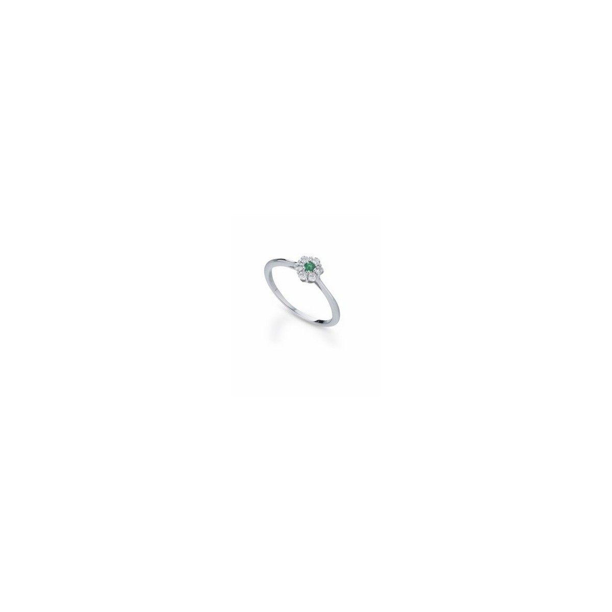 ANELLO FANTASIA IN ORO BIANCO 18 K CON SMERALDO E DIAMANTI NATURALI