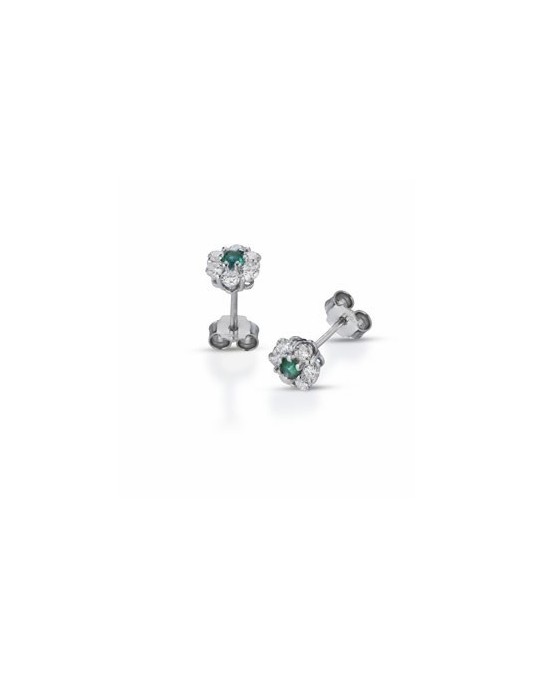 ORECCHINI FANTASIA IN ORO BIANCO 18 K CON RUBINI E DIAMANTI NATURALI E VVS