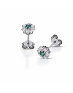 ORECCHINI FANTASIA IN ORO BIANCO 18 K CON RUBINI E DIAMANTI NATURALI E VVS