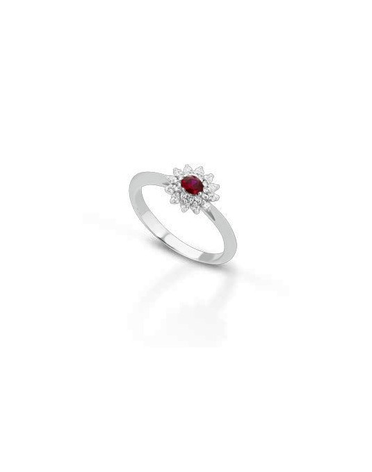 ANELLO FANTASIA IN ORO BIANCO 18 K CON ACQUA MARINA E DIAMANTI NATURALI