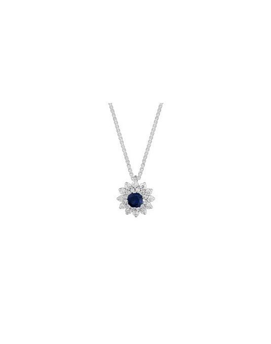 CIONDOLO FANTASIA IN ORO BIANCO 18 K CON RUBINO E DIAMANTI NATURALI E VVS