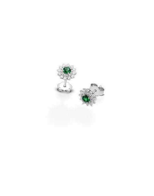 ORECCHINI FANTASIA IN ORO BIANCO 18 K CON RUBINI E DIAMANTI NATURALI E VVS