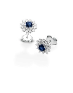 ORECCHINI FANTASIA IN ORO BIANCO 18 K CON ZAFFIRI E DIAMANTI NATURALI E VVS