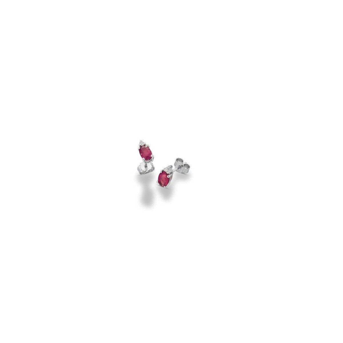 ORECCHINI FANTASIA IN ORO BIANCO 18 K CON RUBINI E DIAMANTI NATURALI E VVS