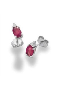 ORECCHINI FANTASIA IN ORO BIANCO 18 K CON RUBINI E DIAMANTI NATURALI E VVS