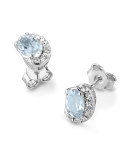ORECCHINI FANTASIA IN ORO BIANCO 18 K CON ACQUA MARINA E DIAMANTI NATURALI E VVS