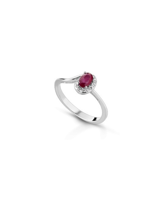 ANELLO FANTASIA IN ORO BIANCO 18 K CON ACQUA MARINA E DIAMANTI NATURALI