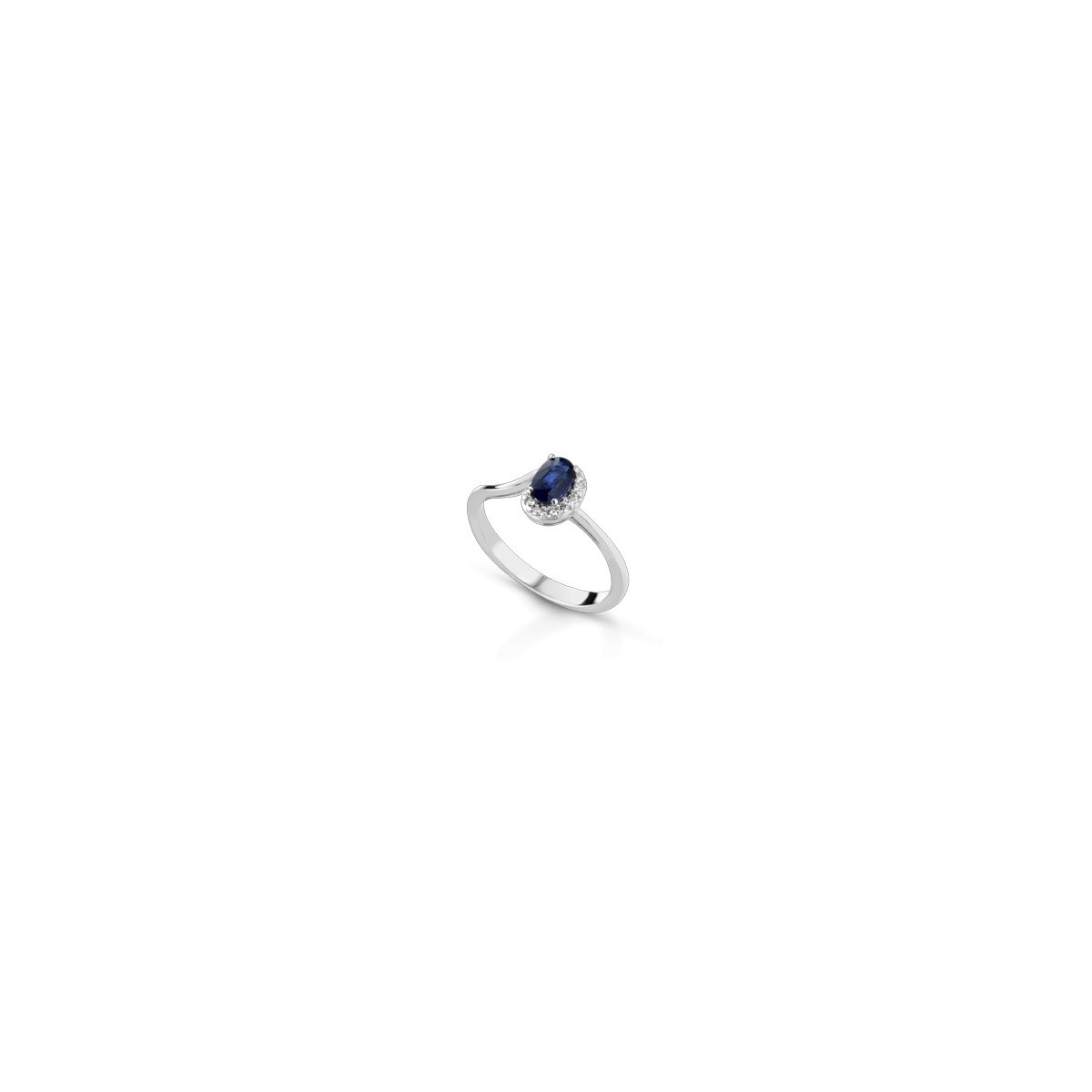 ANELLO FANTASIA IN ORO BIANCO 18 K CON ZAFFIRO E DIAMANTI NATURALI