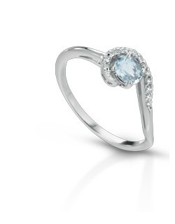 ANELLO FANTASIA IN ORO BIANCO 18 K CON ACQUA MARINA E DIAMANTI NATURALI