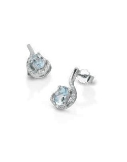 ORECCHINI FANTASIA IN ORO BIANCO 18 K CON ACQUA MARINA E DIAMANTI NATURALI E VVS