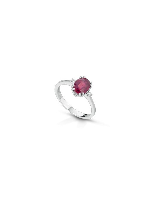 ANELLO FANTASIA IN ORO BIANCO 18 K CON ACQUA MARINA E DIAMANTI NATURALI