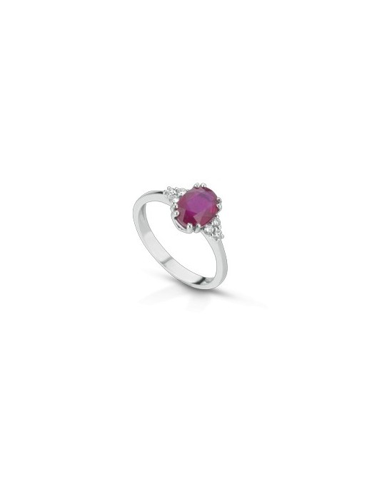 ANELLO FANTASIA IN ORO BIANCO 18 K CON ACQUA MARINA E DIAMANTI NATURALI