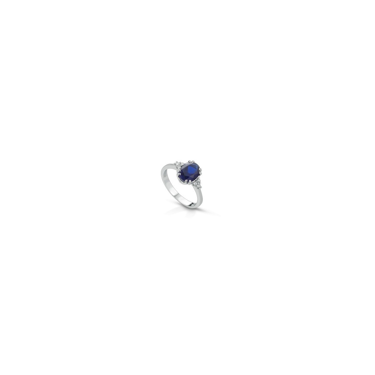 ANELLO FANTASIA IN ORO BIANCO 18 K CON ZAFFIRO E DIAMANTI NATURALI