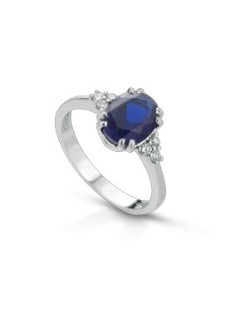 ANELLO FANTASIA IN ORO BIANCO 18 K CON ZAFFIRO E DIAMANTI NATURALI