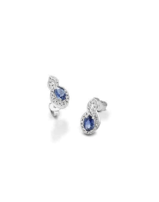 ORECCHINI FANTASIA IN ORO BIANCO 18 K CON ZAFFIRI E DIAMANTI NATURALI E VVS