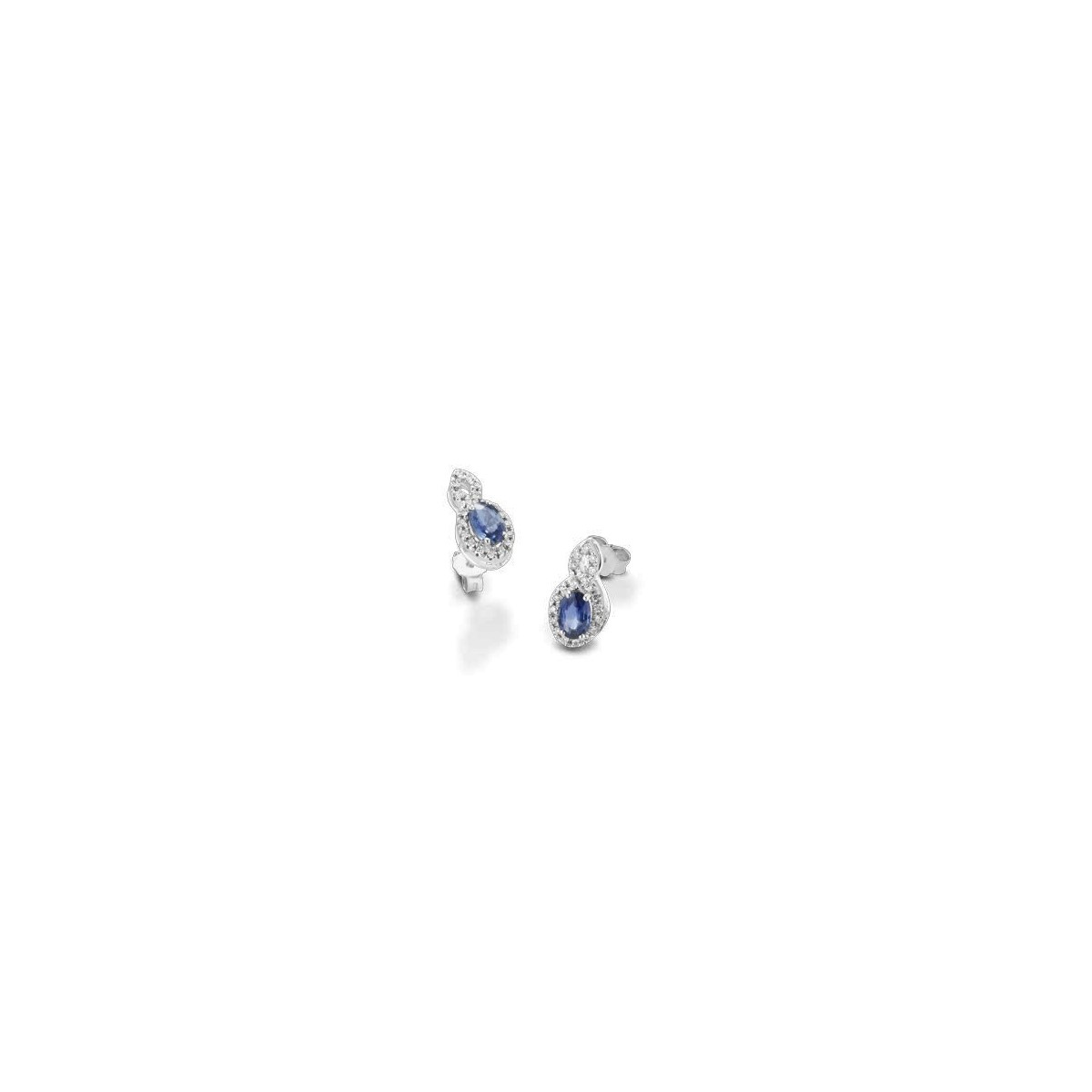 ORECCHINI FANTASIA IN ORO BIANCO 18 K CON ZAFFIRI E DIAMANTI NATURALI E VVS