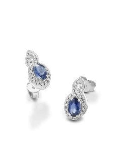 ORECCHINI FANTASIA IN ORO BIANCO 18 K CON ZAFFIRI E DIAMANTI NATURALI E VVS