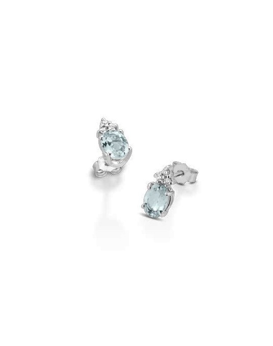 ORECCHINI FANTASIA IN ORO BIANCO 18 K CON ACQUA MARINA E DIAMANTI NATURALI E VVS
