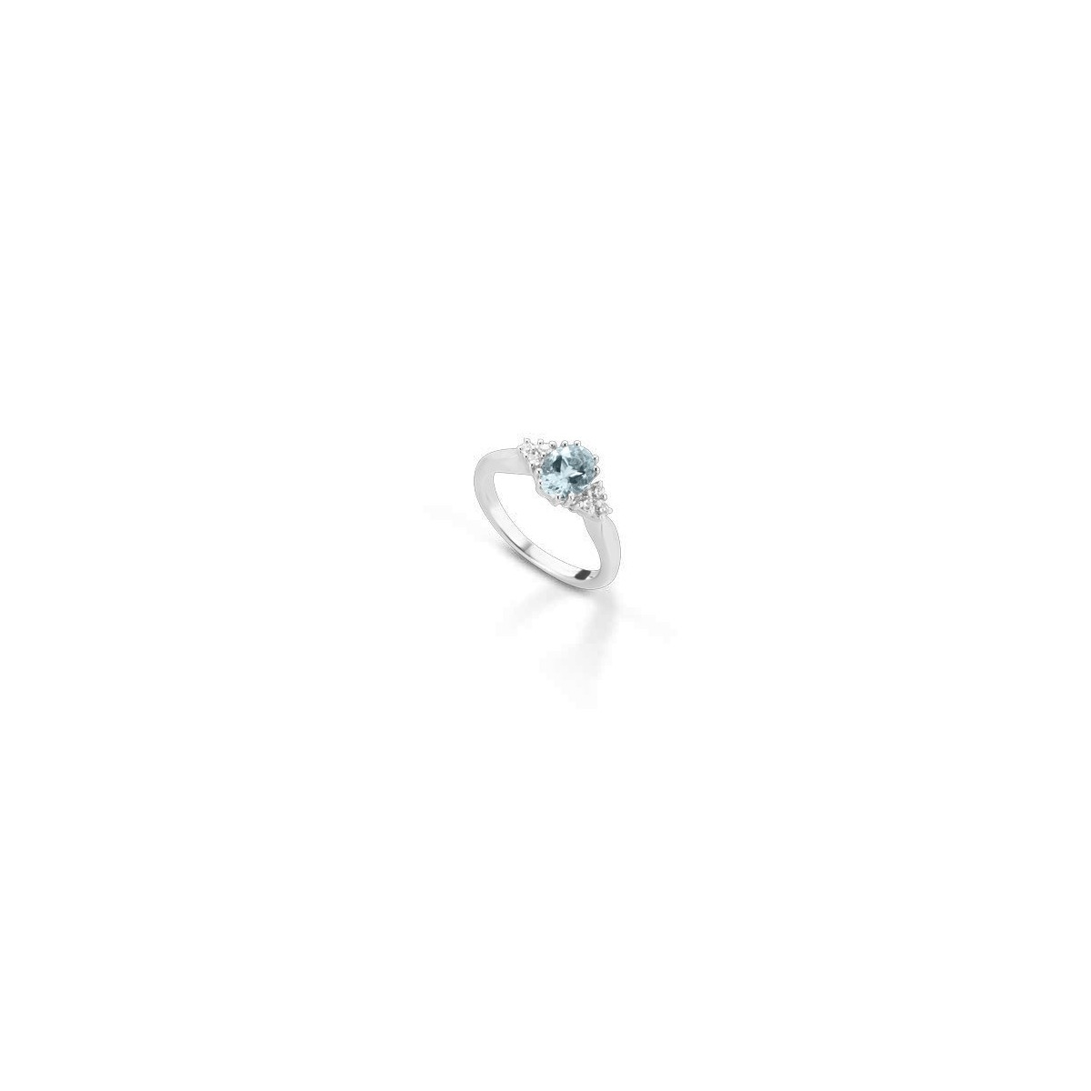 ANELLO FANTASIA IN ORO BIANCO 18 K CON ACQUA MARINA E DIAMANTI NATURALI