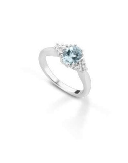 ANELLO FANTASIA IN ORO BIANCO 18 K CON ACQUA MARINA E DIAMANTI NATURALI