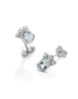 ORECCHINI FANTASIA IN ORO BIANCO 18 K CON ACQUA MARINA E DIAMANTI NATURALI E VVS