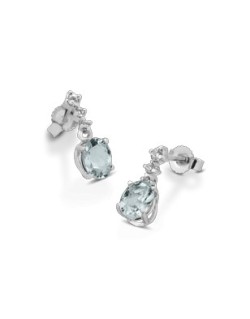 ORECCHINI FANTASIA IN ORO BIANCO 18 K CON ACQUA MARINA E DIAMANTI NATURALI E VVS