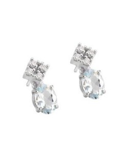ORECCHINI FANTASIA IN ORO BIANCO 18 K CON ACQUA MARINA E DIAMANTI NATURALI E VVS