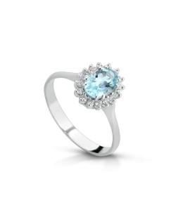 ANELLO FANTASIA IN ORO BIANCO 18 K CON ACQUA MARINA E DIAMANTI NATURALI