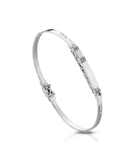 BRACCIALE UOMO ORO BIANCO 18 K CON DIAMANTI NATURALI 0.10 CARATI E VVS