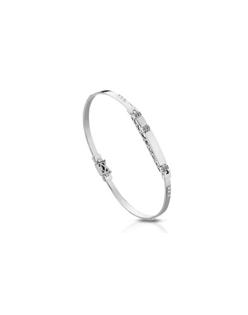 BRACCIALE UOMO ORO BIANCO 18 K CON DIAMANTI NATURALI 0.10 CARATI E VVS