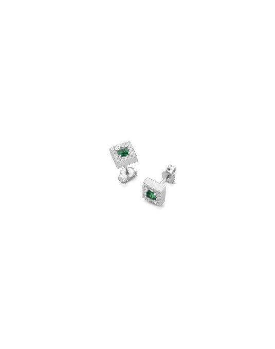 ORECCHINI FANTASIA IN ORO BIANCO 18 K CON RUBINI E DIAMANTI NATURALI E VVS