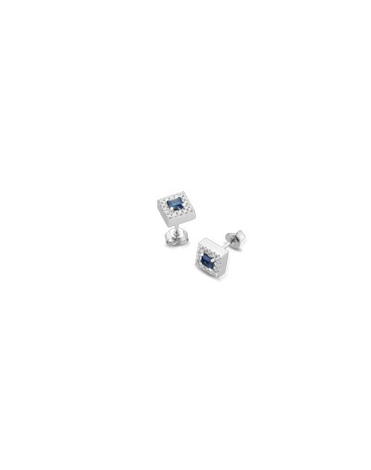 ORECCHINI FANTASIA IN ORO BIANCO 18 K CON ZAFFIRI E DIAMANTI NATURALI E VVS