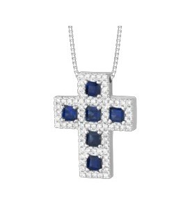 CIONDOLO FANTASIA IN ORO BIANCO 18 K CON RUBINO E DIAMANTI NATURALI E VVS