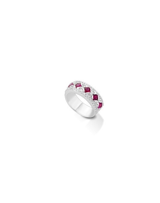 ANELLO FANTASIA IN ORO BIANCO 18 K CON ACQUA MARINA E DIAMANTI NATURALI