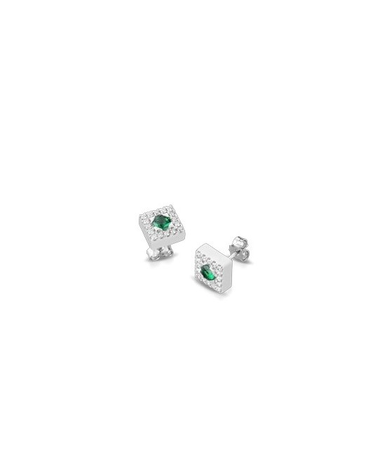 ORECCHINI FANTASIA IN ORO BIANCO 18 K CON RUBINI E DIAMANTI NATURALI E VVS
